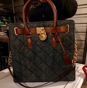 Hamilton Denim & Gold Satchel Purse